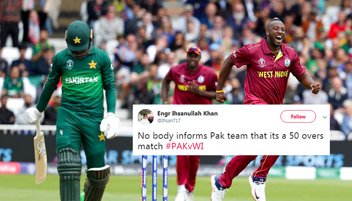 Twitter reacts to Pakistan's abysmal innings against West Indies in ICC  World Cup