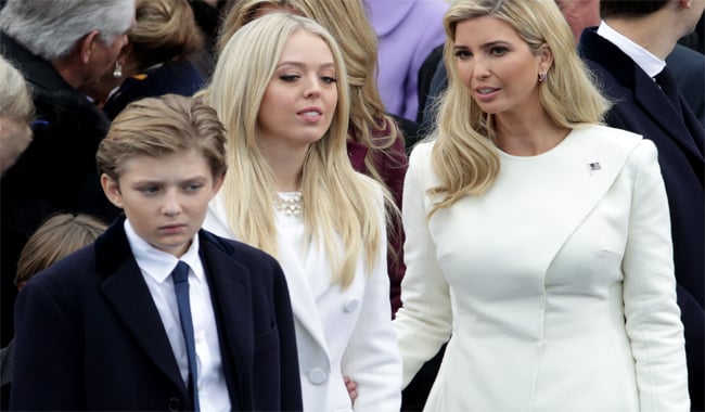 Donald Trump´s children Barron Trump (L), Tiffany Trump and Ivanka Trump arrive on the West Front of the U.S. Capitol.