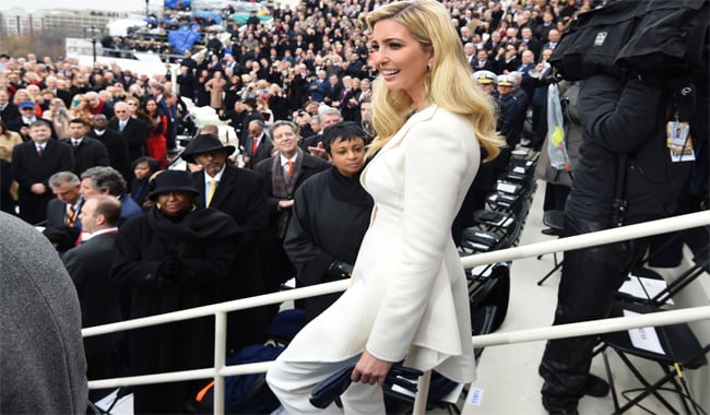 Ivanka Trump arrives for the Presidential Inauguration of her father Donald Trump.
