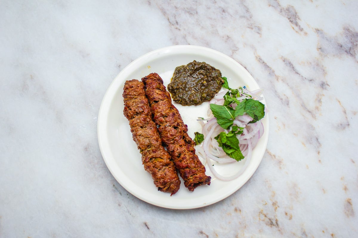 Dhaga Kebab, the thread is only used to hold the meat on the skewer.