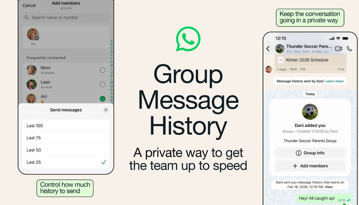 WhatsApp rolls out group message history to ease group chats