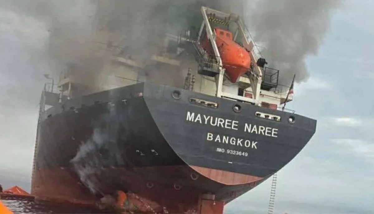 Cargo ship catches fire after three vessels struck by ‘unknown projectiles’ near Strait of Hormuz