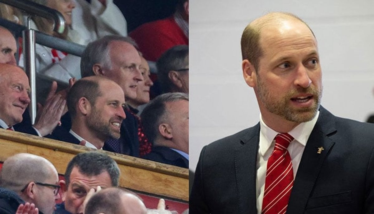 Prince William spectates team Wales during Rugby match in Cardiff 