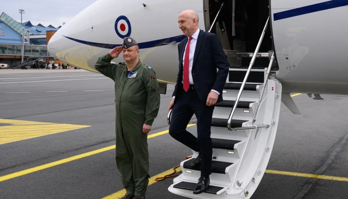 RAF flight carrying John Healey suffers signal interference near Russia, report says