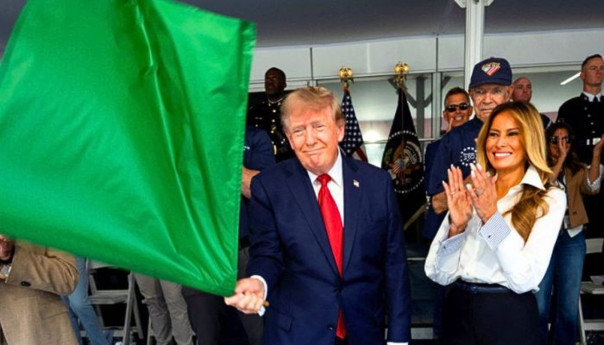 Trump’s viral IndyCar flag wave: Memes, criticism, and iconic political moments