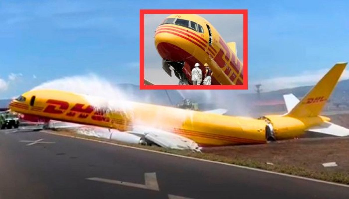 DHL cargo jet catches fire after runway brake lockup at LAX
