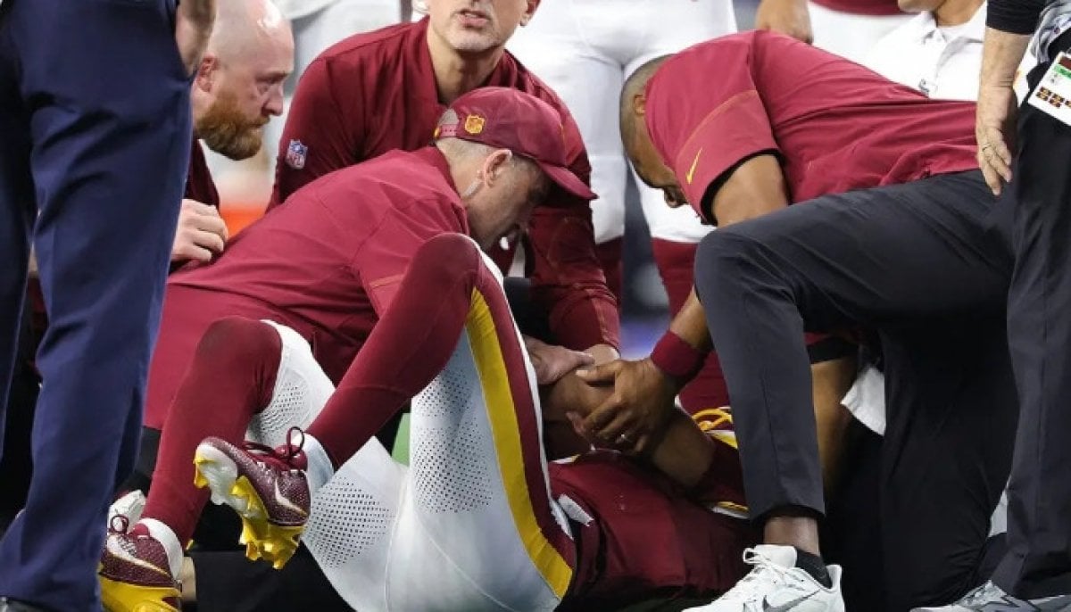 Commanders star Jayden Daniels suffers another left elbow injury against Cowboys