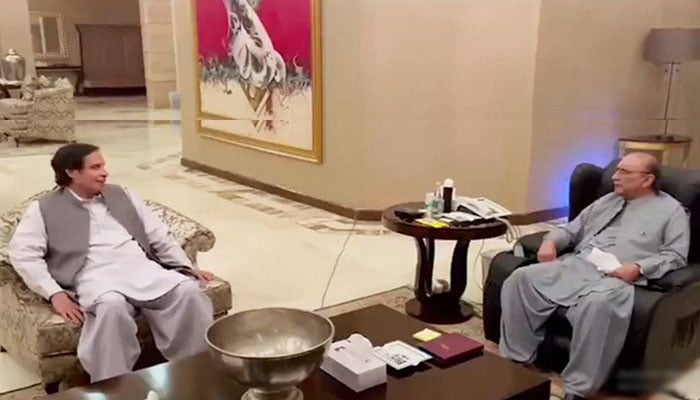 PTI government’s major ally Ch Parvaiz Elahi met PPP co-chairman Asif Ali Zardari in Lahore.