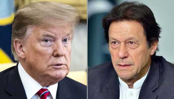 Former US president Donald Trump (L) and Pakistan Prime Minister Imran Khan (R).