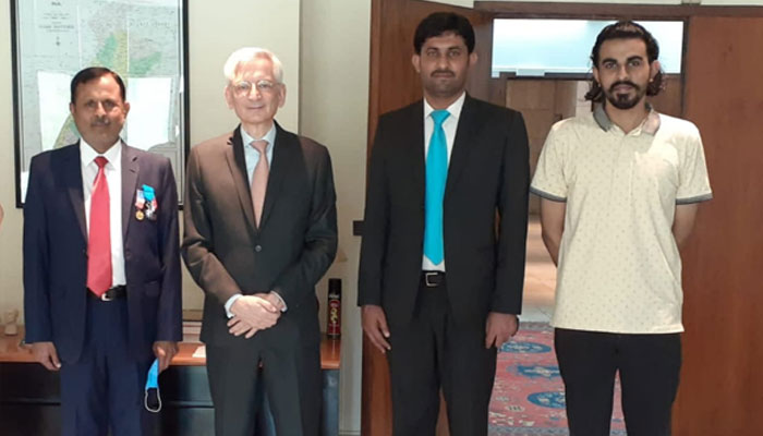 From Left to Right Syed M. Aqeel Hussain: Press Attaché French Embassy Islamabad; Dr. Marc Barety Ambassador of France to Pakistan; Syed Qasim Mehdi Shah and Syed Muhammad Asghar