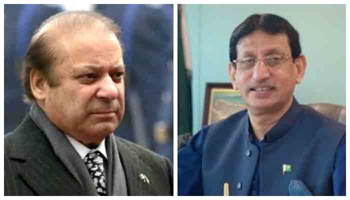 Former PM Nawaz Sharif (L) and MQM-P leader Syed Amin Ul Haque. File photo