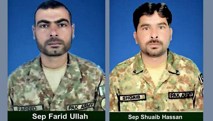 Two soldiers martyred, two terrorists killed