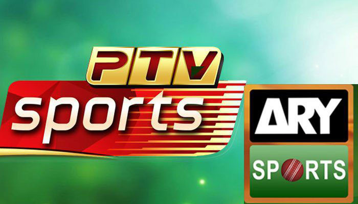 Combo shows logos of PTV Sports and ARY Sports.