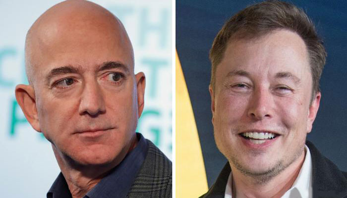 Amazon founder Jeff Bezos (L) and Tesla owner Elon Musk (R). File photo