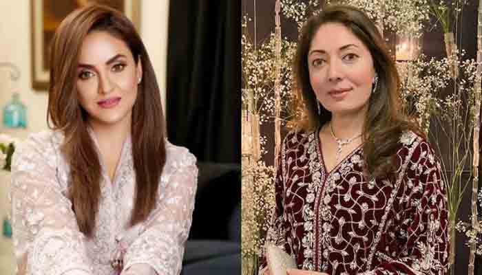 TV anchor Nadia Khan (L) and PPP leader Sharmila Faruqi (R).
