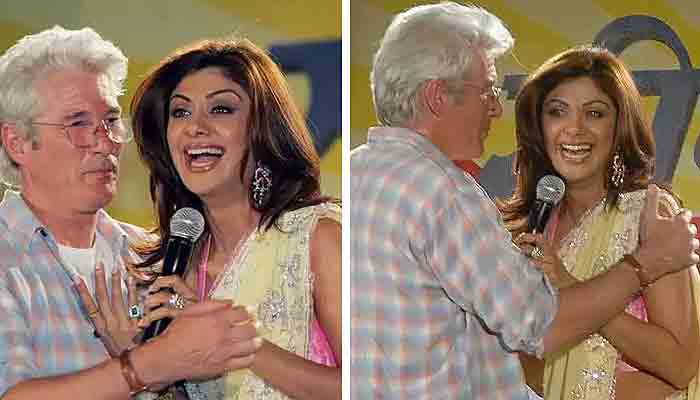Bollywood star Shilpa Shetty with Hollywood actor Richard Gere at an AIDS event. -File