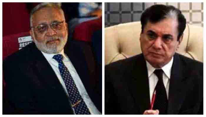 SAPM on Accountability Brig (retd) Musaddiq Abbasi (R) and Chairman NAB Justice (R) Javed Iqbal (R). -File photo
