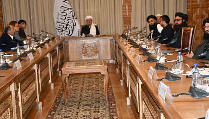 NSA Moeed Yusuf in a meeting with Taliban leadership during his Kabul visit. -Picture Pak Envoy in Afghanistan