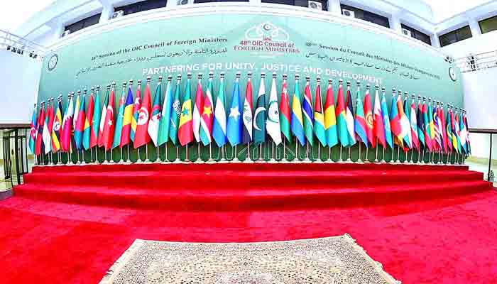 An inside view of Parliament House during preparation for 48th Organization of Islamic Cooperation (OIC) meeting of the foreign ministers from March 22-23. -INP