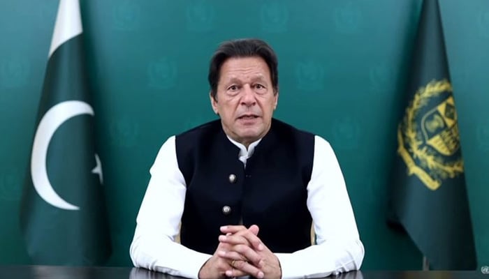 Prime Minister Imran Khans address to the nation on Thursday, March 31. -Screengrab