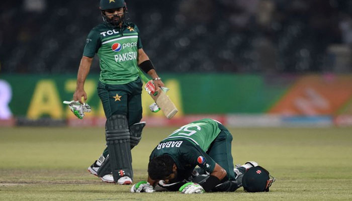 Babar Azam after winning the ODI series opener against Australia on March 31, 2022. Twitter
