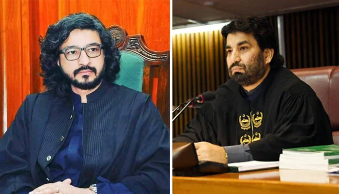 This combo shows Punjab Assembly Deputy Speaker Dost Mazari (L) and&nbsp; National Assembly Deputy Speaker Qasim Suri (R). PID/File
