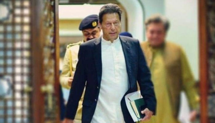 Imran Khan leaving the Prime Minister House. Photo: Twitter