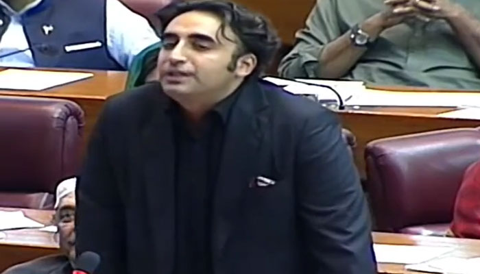 Bilawal speaking in the National Assembly. Photo: Screengrab of PTV video
