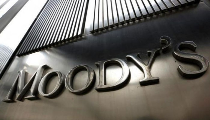 Signage is seen outside the Moodys Corporation headquarters in Manhattan, New York. Photo: AFP