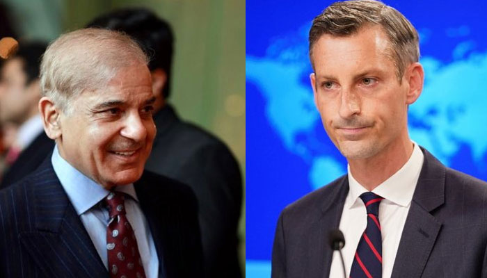 PM Shehbaz Sharif (Left) and State Department spokesperson Ned Price. Photo: The News/File