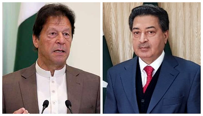 Former prime minister Imran Khan (L) and Chief Election Commissioner Sikander Sultan Raja (R). The News/File