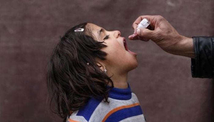 A child being administered the anti-polio drops. Photo: The News/File