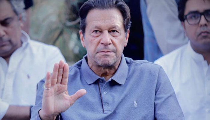 Imran Khan addressing a press conference at Banigala, Islamabad on April 23, 2022. Photo: Twitter/PTIOfficial