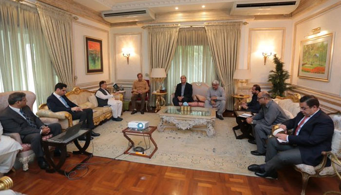 PM Shehbaz Sharif holding review meeting on PKLI. Photo: Twitter