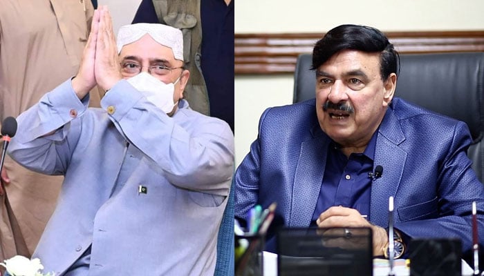 Asif Ali Zardari (Left) and Sheikh Rashid. Photo: The News/File