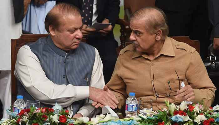 Former PM Nawaz Sharif (Left) and his brother PM Shehbaz Sharif. Photo: The News/File