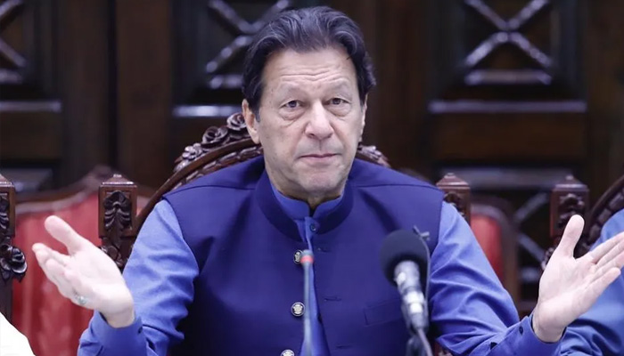 PTI Chairman Imran Khan addresses the media in Peshawar. -Courtesy PTI Instagram