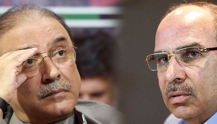 PPP Co-chairman Asif Ali Zardari and real estate tycoon Malik Riaz. Photo: The News/File