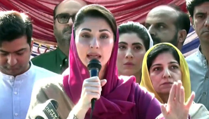 PML-N Vice President Maryam Nawaz speaking at an event in Murree on May 31, 2022. Photo: Screengrab of a Twitter video.