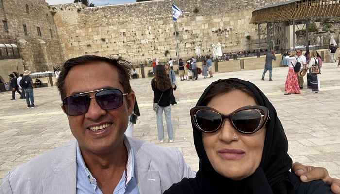 Pakistani national Fishel BenKhald with the trip organiser Anila Ali at the Al-Aqsa Mosque in Jerusalem. Picture courtesy Anila Ali Twitter