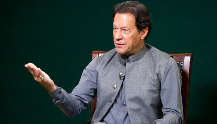 Ex-PM Imran Khan talking to a news channel in an exclusive interview on June 01, 2022. Photo: Twitter