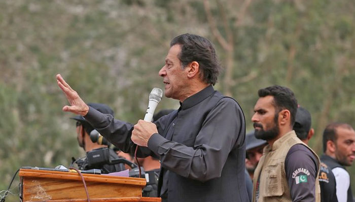 PM Imran addressing a public rally in Bisham, Shangla on June 03, 2022. Photo: Twitter