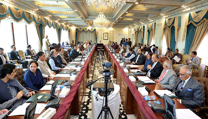 PM Shehbaz chairing a meeting of the federal cabinet in Islamabad on May 31, 2022. Photo: APP