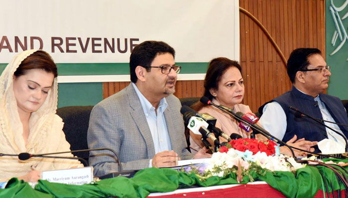 Finance Minister Miftah Ismail addressing a press conference in Islamabad on June 11, 2022. Photo: PID