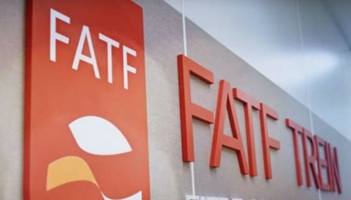 The logo of the Financial Action Task Force (FATF) can be seen in this file photo.