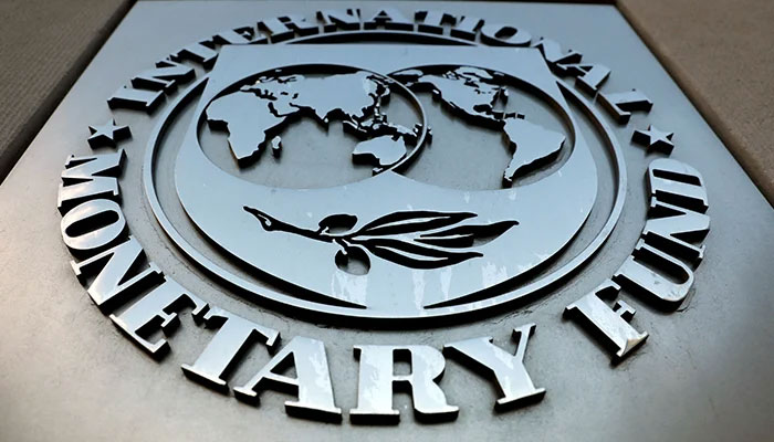 The IMF logo on the Funds headquarters in Washington DC. Photo: The News/File