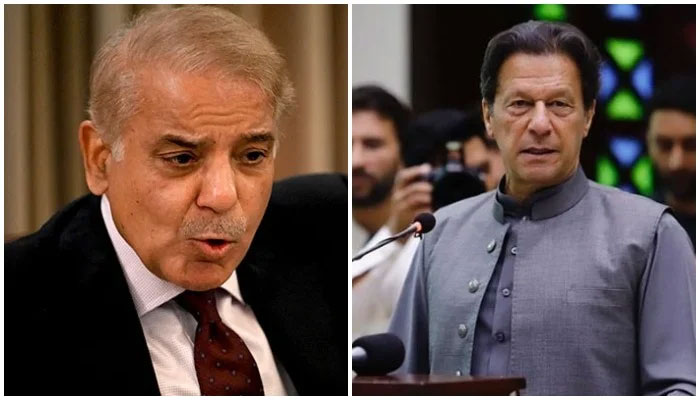 PM Shehbaz Sharif (Left) and ex-PM Imran Khan. Photo: The News/File