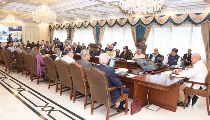 PM Shehbaz chairing a meeting of the federal cabinet in Islamabad on June 21, 2022. Photo: PID