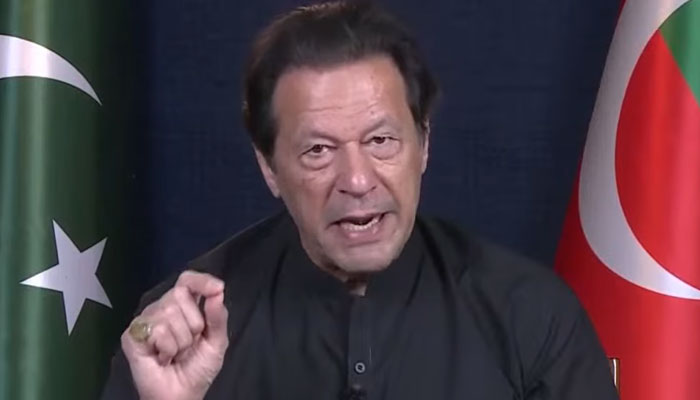 Imran Khan talking to an Indian media outlet on June 21, 2022. Photo: Screengrab of a Twitter video.