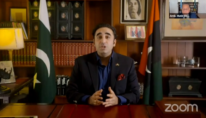 Foreign Minister Bilawal Bhutto-Zardari addresses Group of Friends on Countering Disinformation meeting at UN. Screengrab